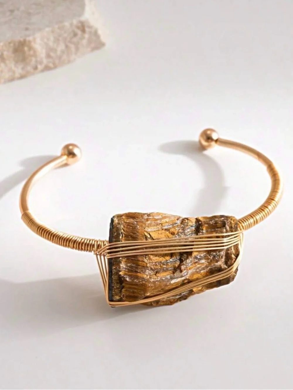 New Arrivals! Gold Wire-Wrapped Tiger's Eye Cuff Bracelet